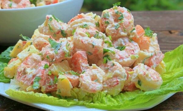 Receta de Ensalada de papa y camarones