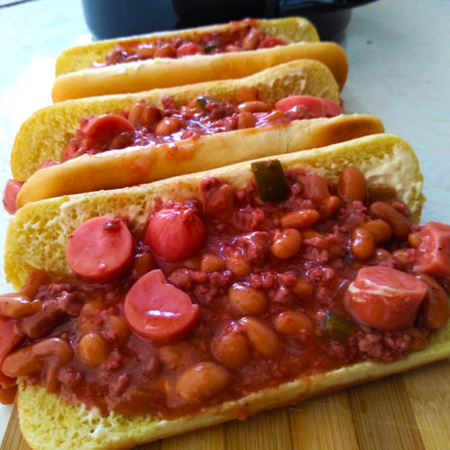 Receta de chili dogs