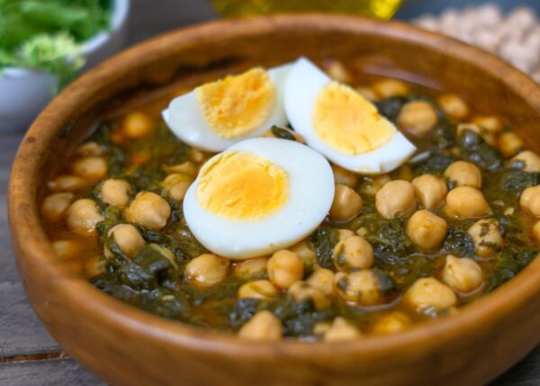 Receta de guiso de garbanzos con espinacas
