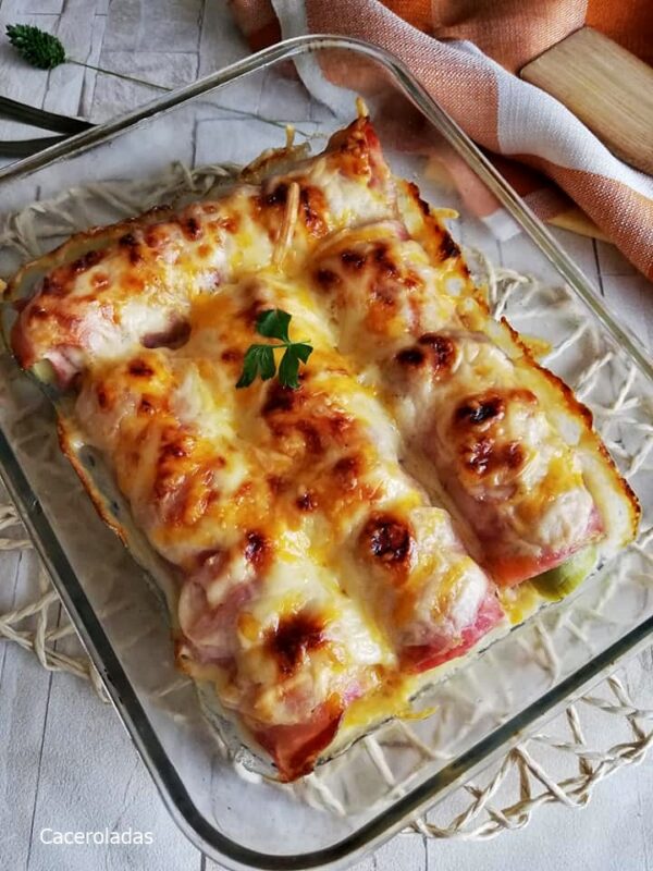 Receta de puerros gratinados con jamon y bacon