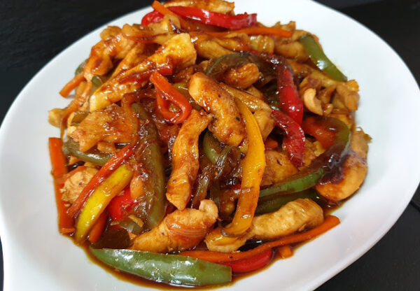Receta de tiras de pollo con verduras