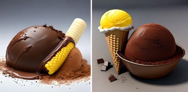 Refrescante helado casero de chocolate y otra de elote (maiz) la combinación perfecta de dulzura y sabor