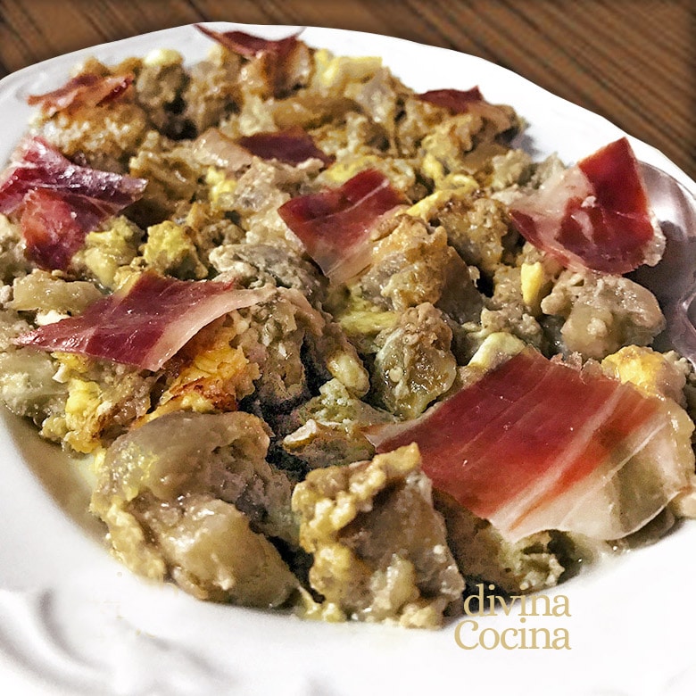 revuelto de berenjenas con jamon