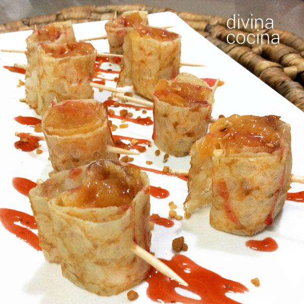 rollitos de crepes rellenos