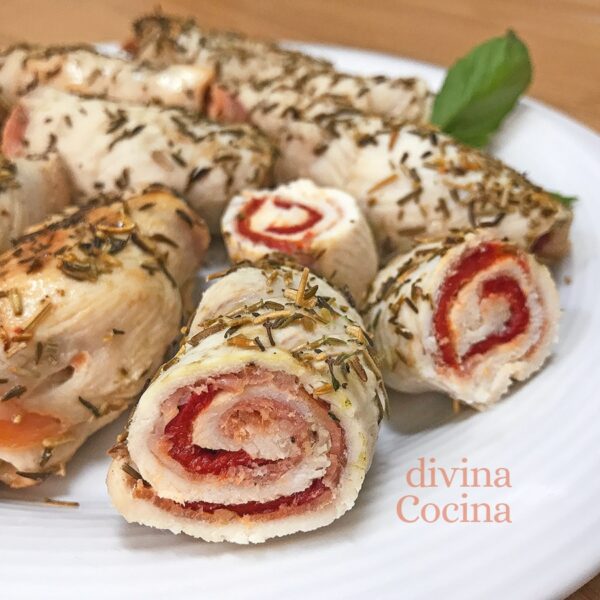 Rollitos de pechuga rellena