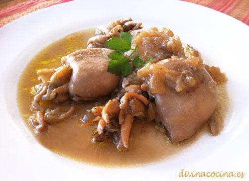 sepia encebollada al coñac
