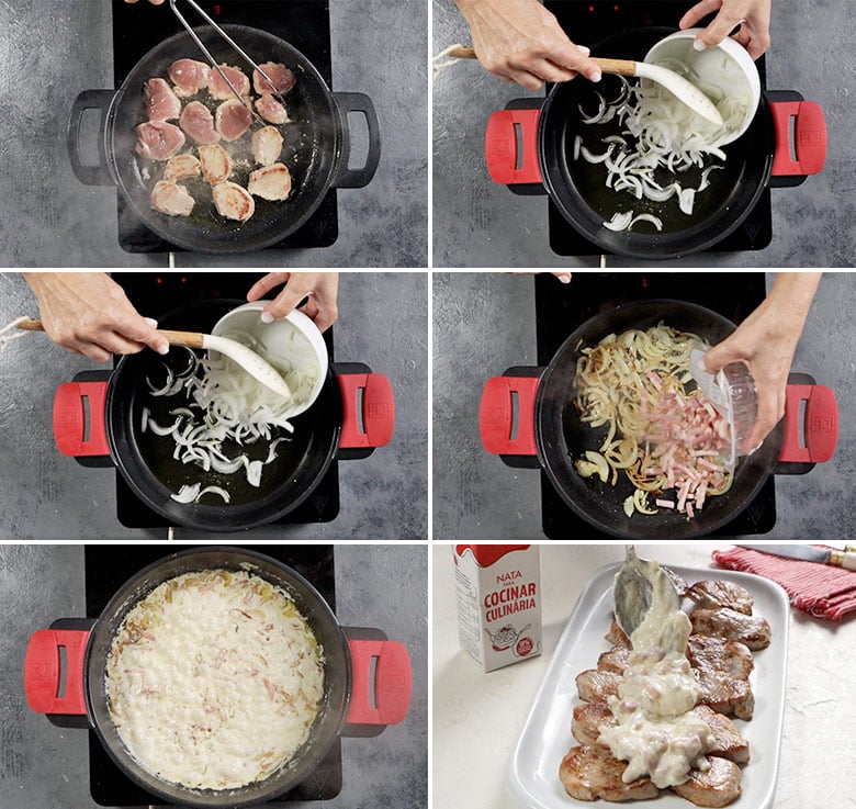 solomillo con salsa carbonara paso paso