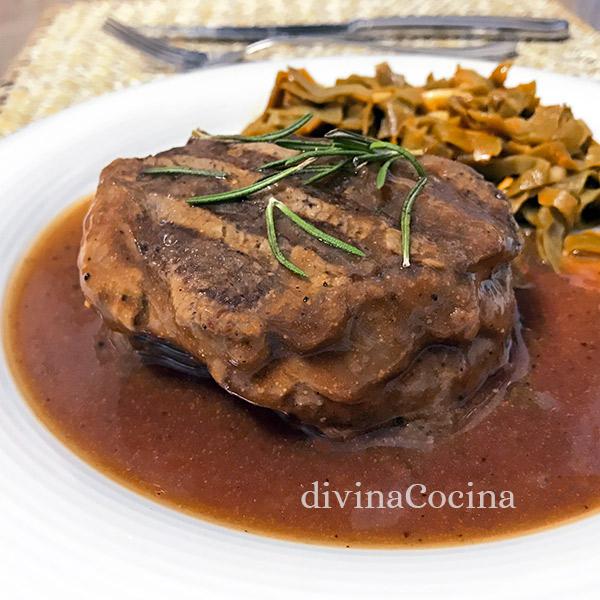 Solomillo de ternera al vino tinto