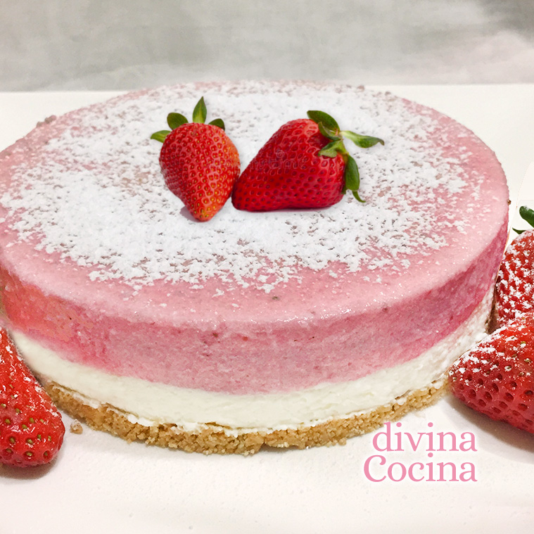 tarta nata fresas facil