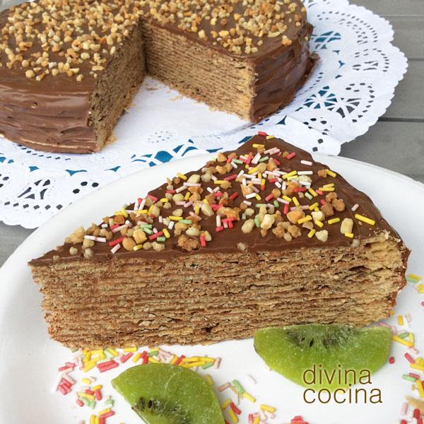 Tarta de obleas y chocolate (Tarta Huesitos)