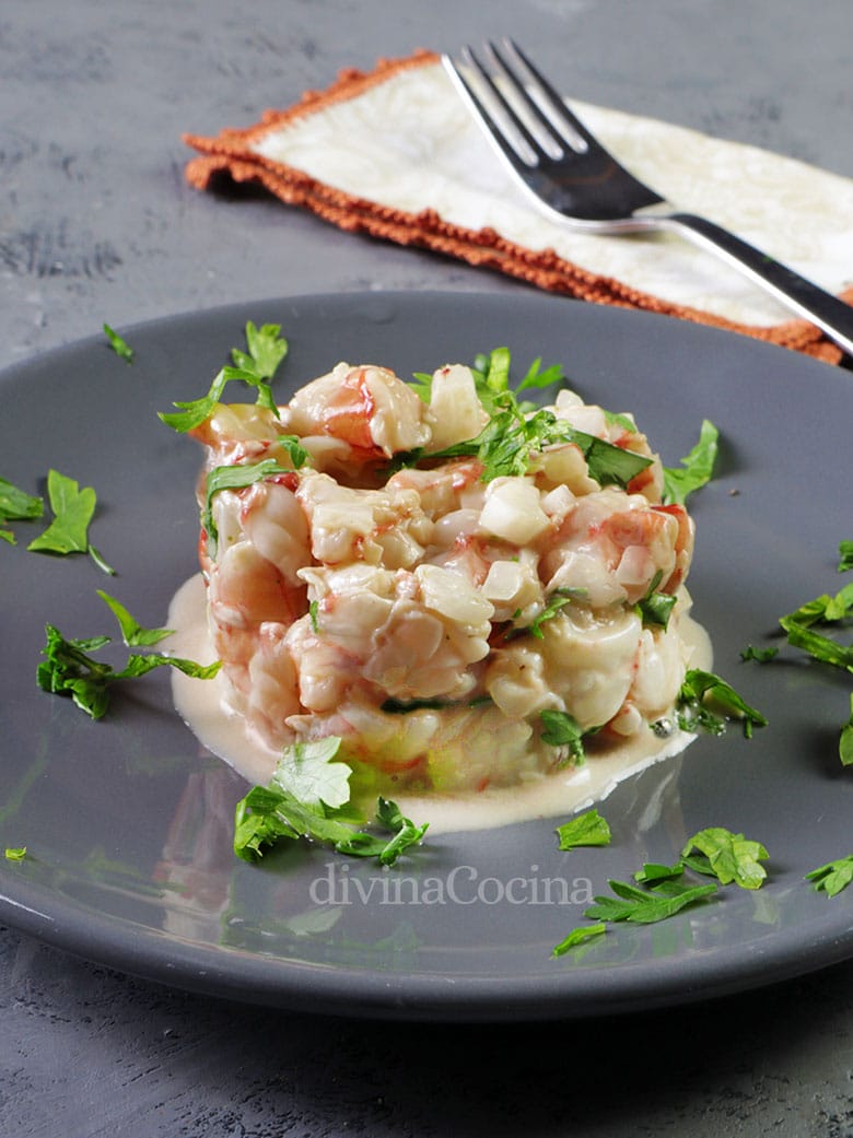 tartar langostinos gambas