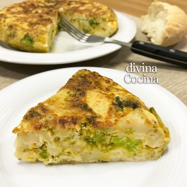 Tortilla de brócoli, patatas y queso