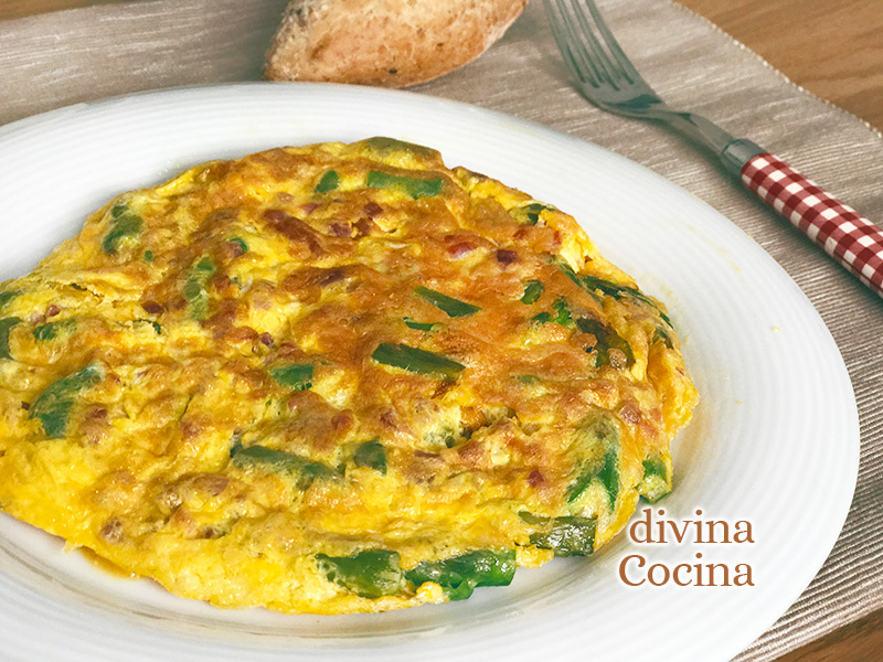 tortilla de espárragos con jamón