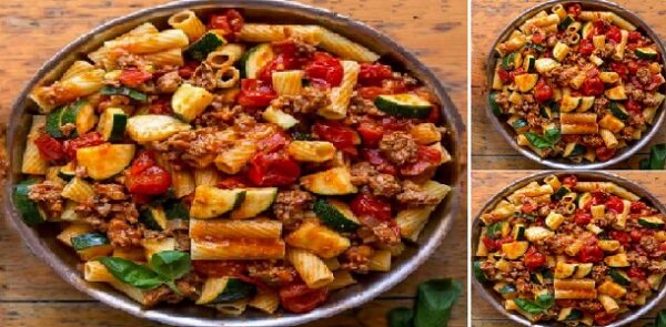 UNA OPCIÓN DIFERENTE Y NUTRITIVA PASTA CON CARNE Y CALABACÍN, Si te gusta dinos HOLA y dale a Me Gusta MIREN…