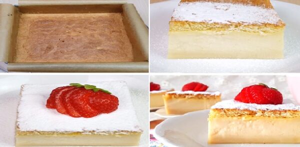 Éste pastel casero se divide en capas al hornearlo de ahí su nombre, Pastel inteligente o Tarta mágica!