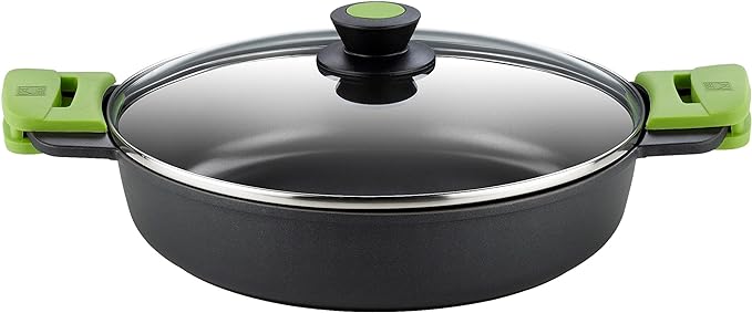 BRA PRIOR - Cacerola baja con tapa de cristal y asas de silicona