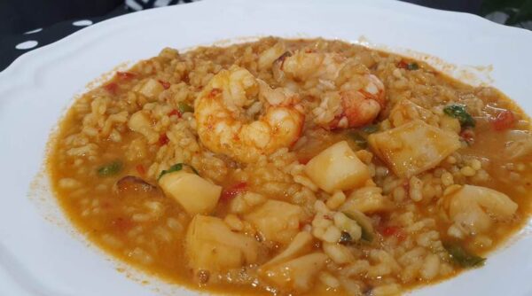 Arroz meloso de sepia y gambas