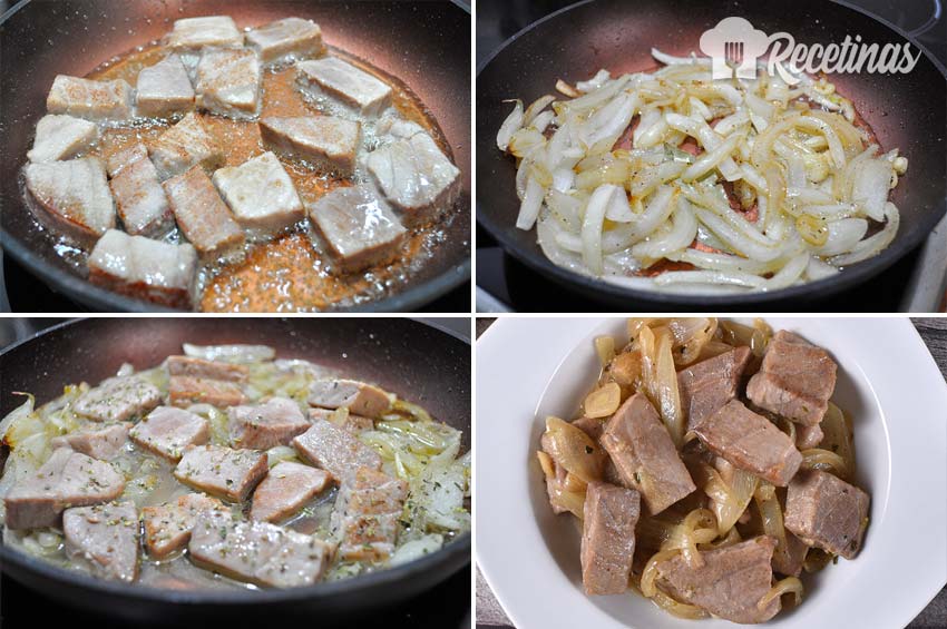 Atún encebollado tradional.