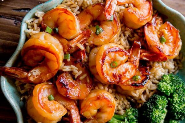 Camarones al ajillo con miel