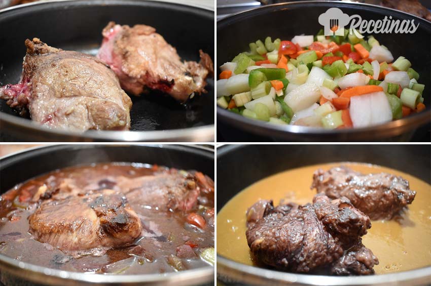 Carrileras de cerdo al vino tinto.