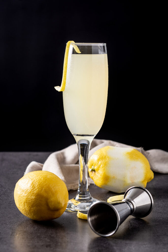 Presentación del cóctel French 75