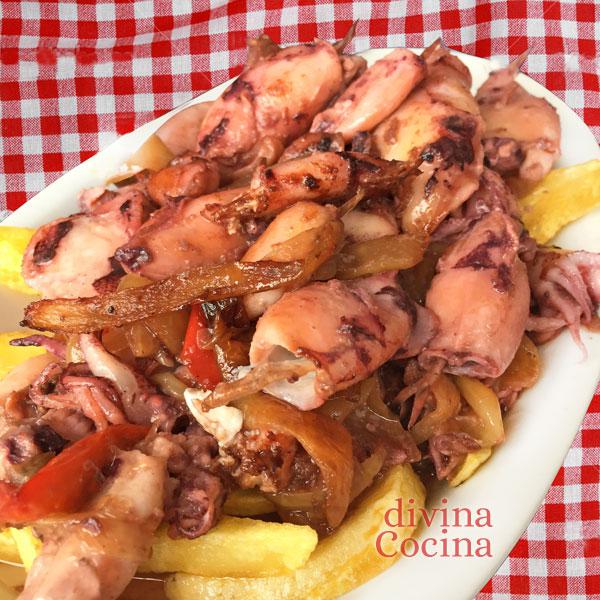 Chipirones o calamares encebollados