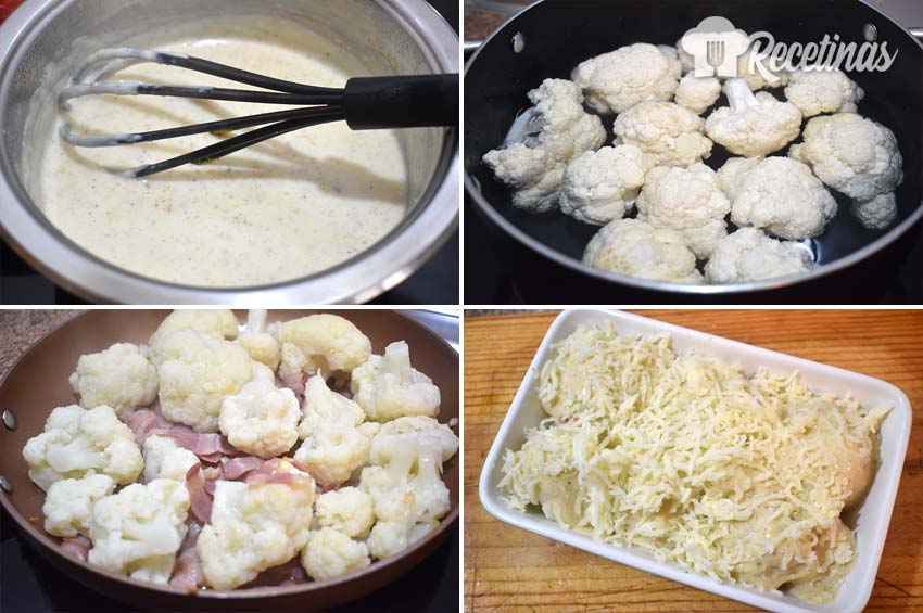 Coliflor con curry gratinada al horno.