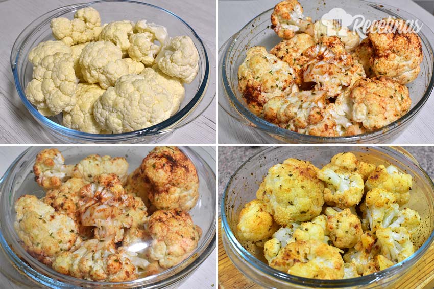 Coliflor asada en el horno sin bechamel.