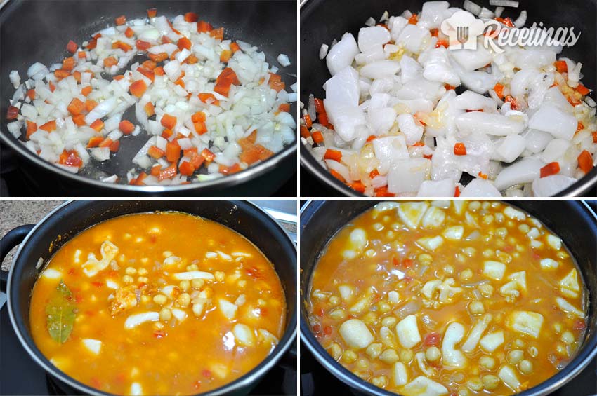 - Recetas de Cocina Garbanzos con sepia paso a paso.