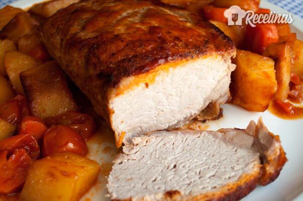 Lomo de cerdo al horno con verduras