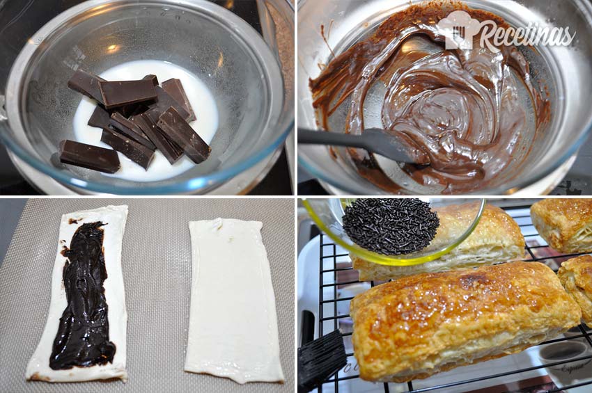 Así se hacen las napolitanas rellenas de chocolate.
