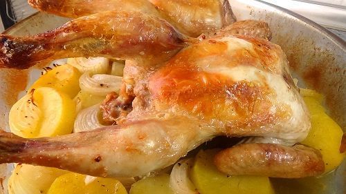 PICANTONES AL HORNO CON PATATAS Y CEBOLLA receta