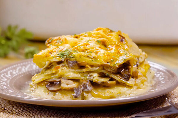 Pastel de patata y champiñones