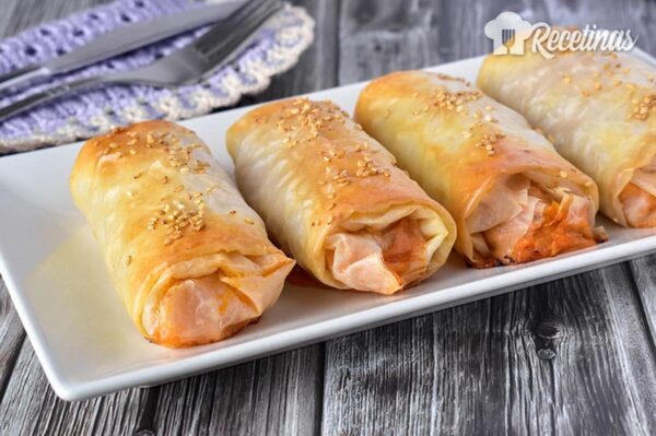 Rollitos de atún con pasta filo