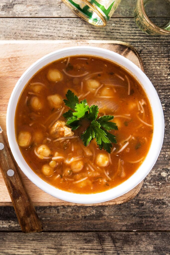 Vista de la sopa harira