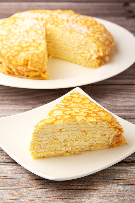 Presentación de tarta Mille crepês