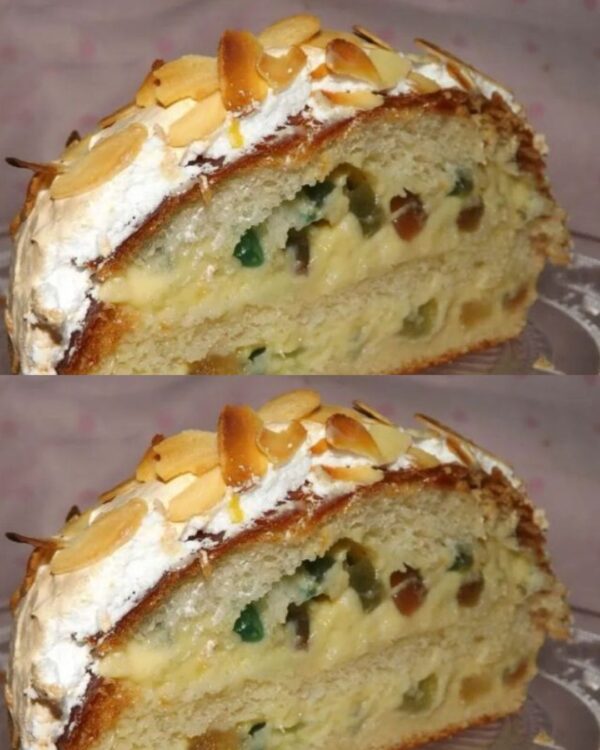 Brioche Bolonaise aux fruits confits et meringue italienne