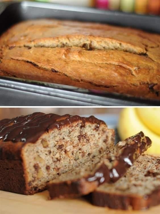 Cake à la banane, noix et pépites de chocolat