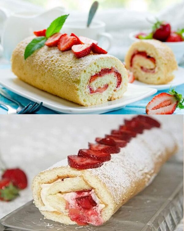 Cake roulé aux fraises de Cyril Lignac