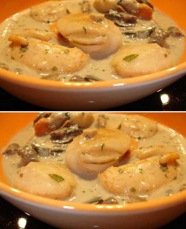 Cassolettes de noix de saint-jacques a la sauce normande