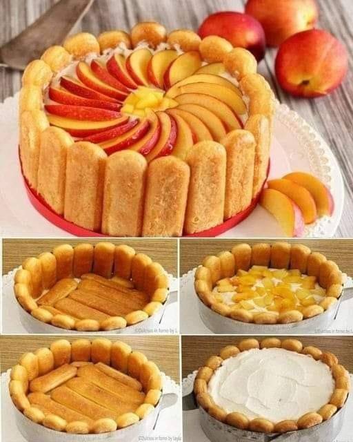 Charlotte aux pêches : rapide et sans cuisson