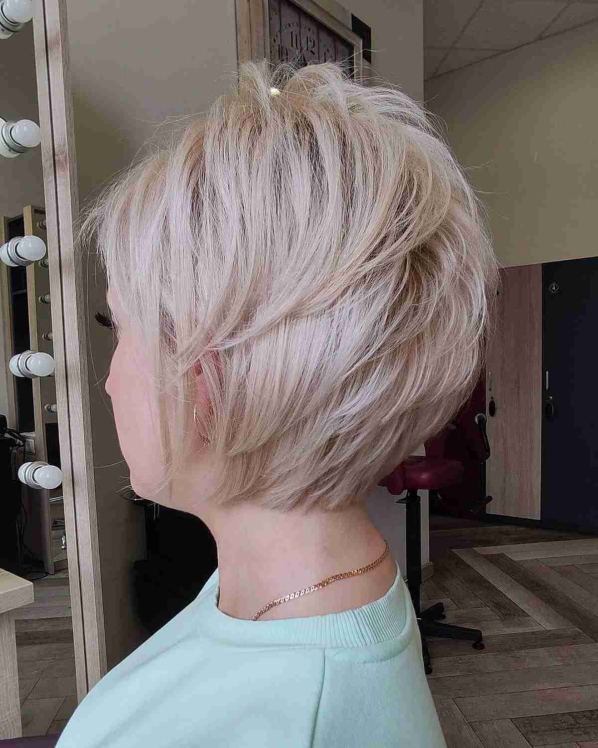 Champagne Blonde Feathery Lixie Cut with Layers