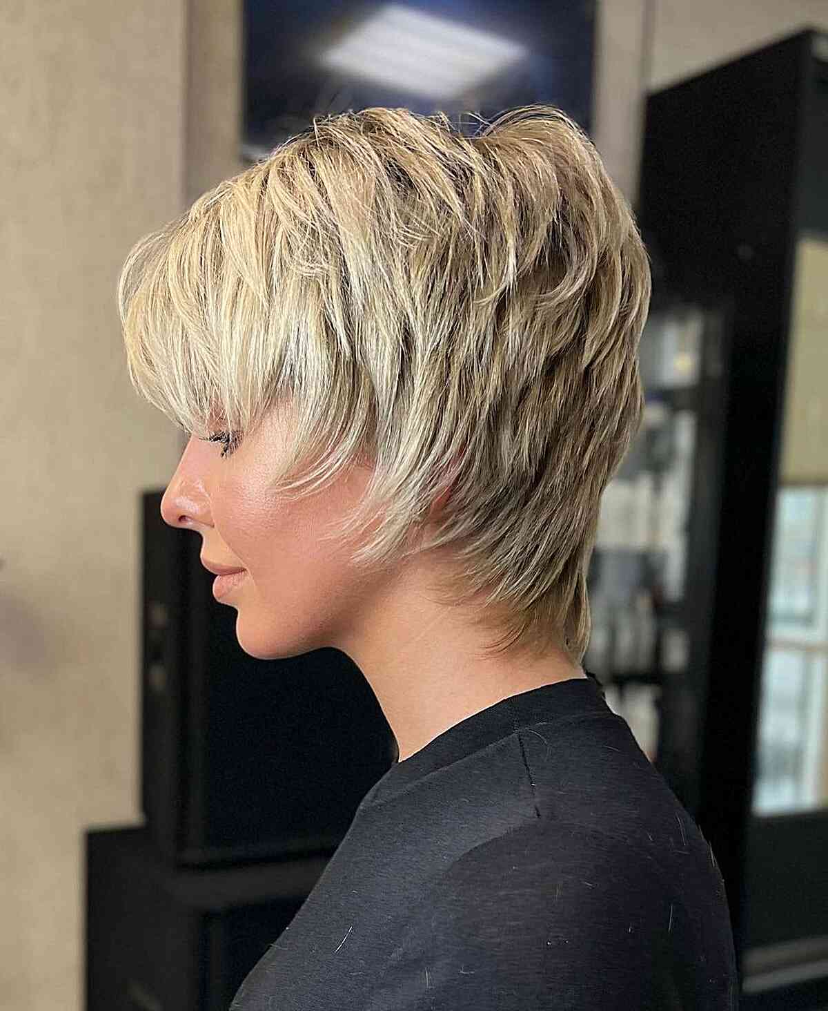 Perfectly Layered and Tapered Long Pixie Cut