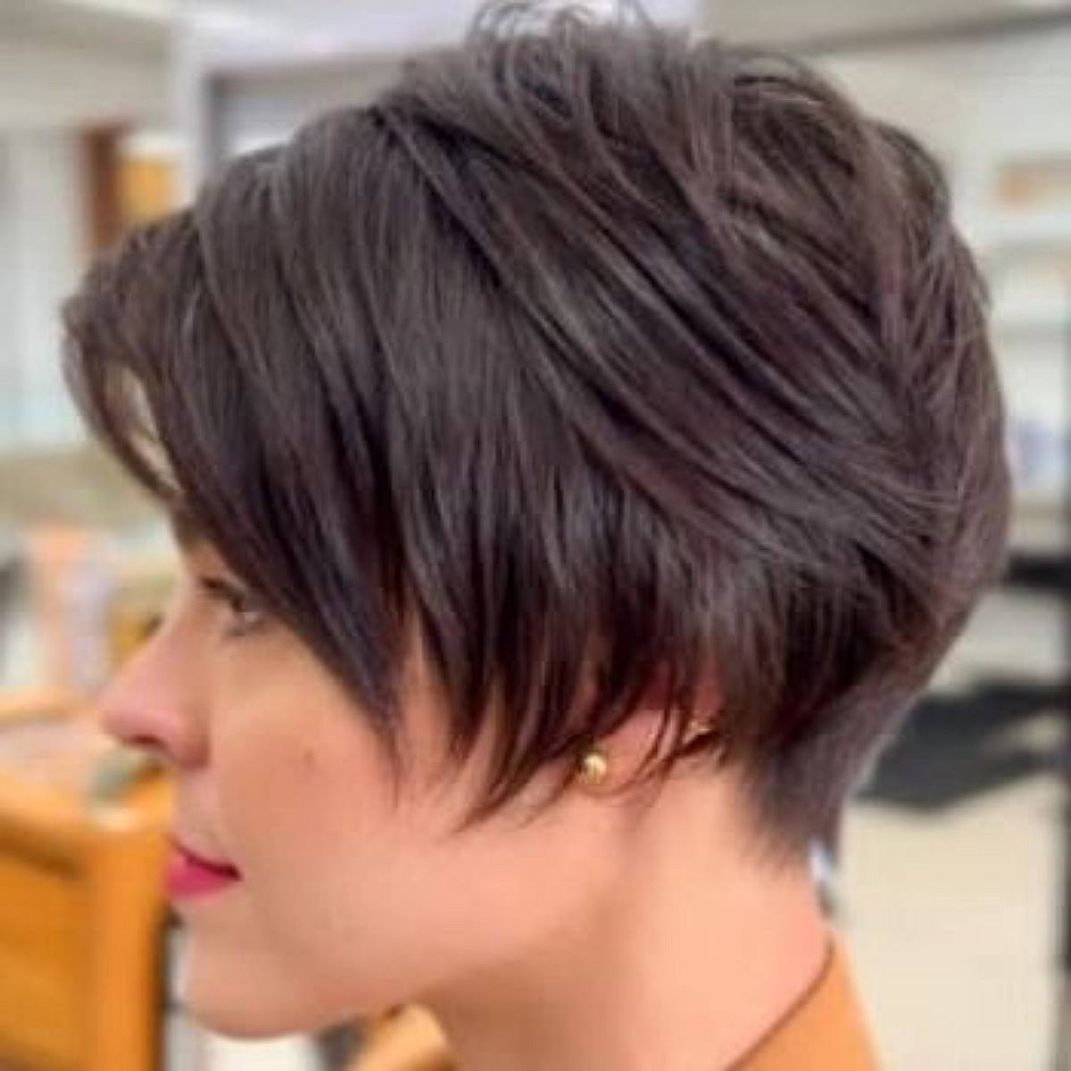Dark Brown Layered Lixie Cut for Short Hair