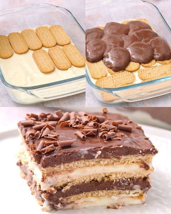 Dessert au pudding étagé aux biscuits au chocolat : tout le monde va adorer !