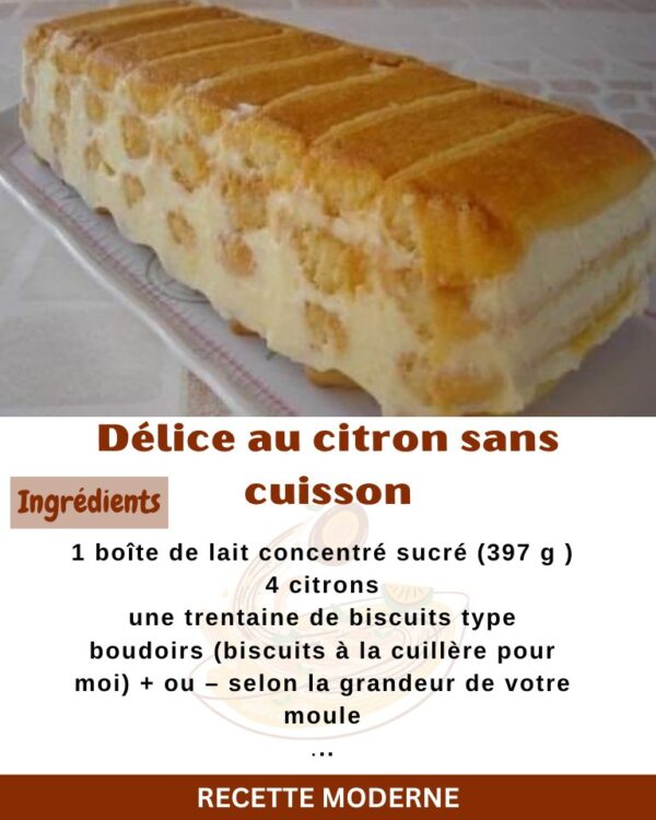 Délice au citron sans cuisson