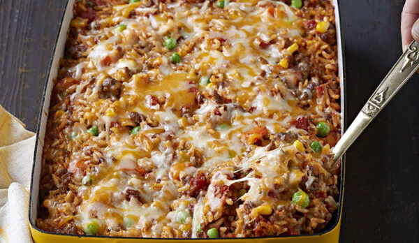 Gratin au Riz et à la Viande Hachée à la Mexicaine