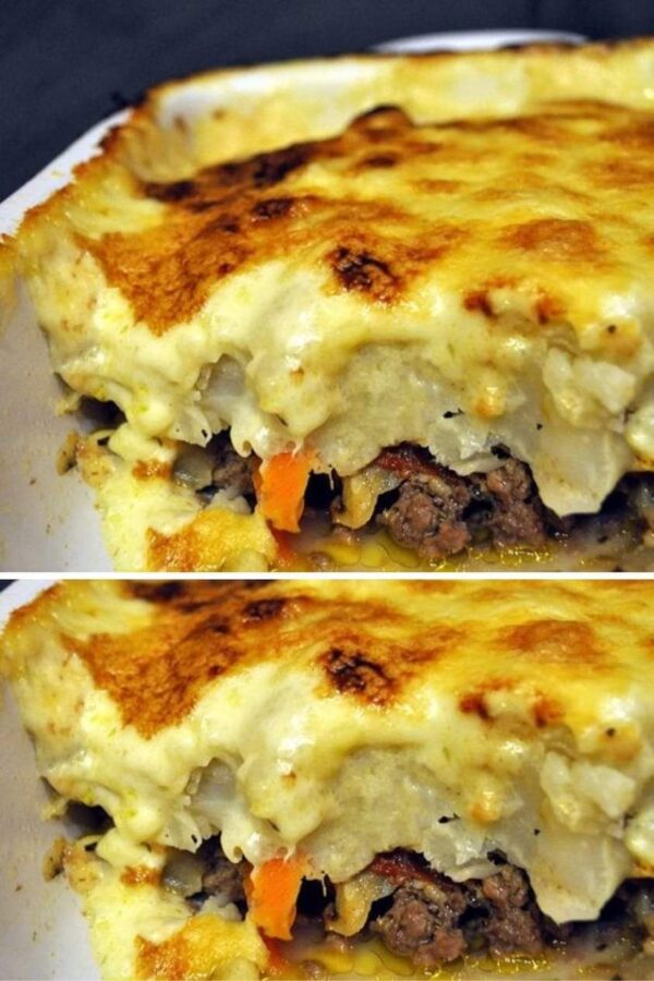 Gratin de chou-fleur sur une couche de viande hachée