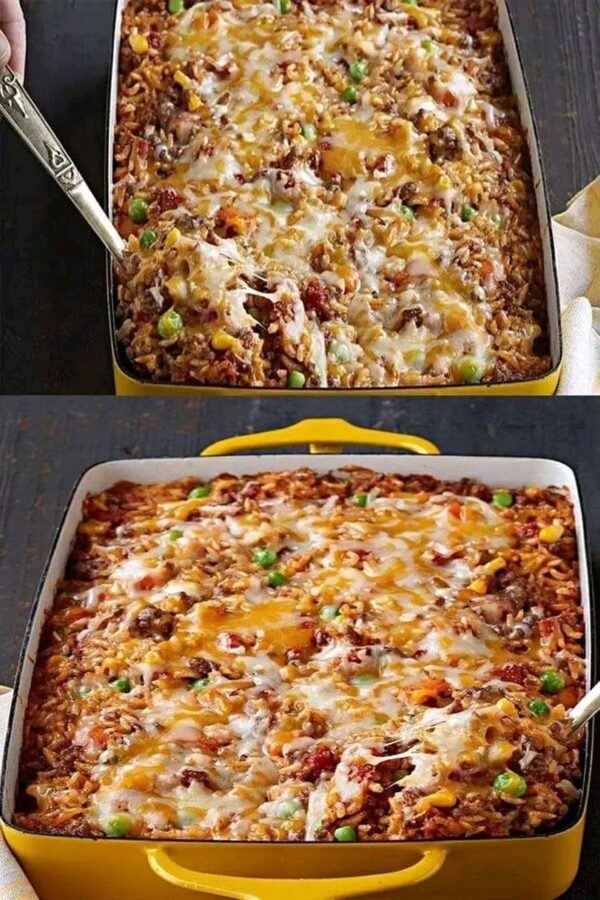 Gratin mexicain de riz à la viande hachée