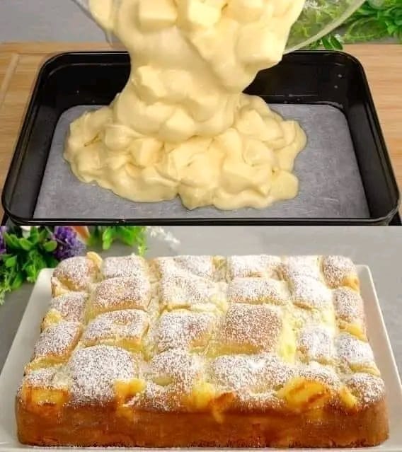 Gâteau aux pommes et à la crème – gâteau prêt en 5 minutes, seulement 180 Kcal !